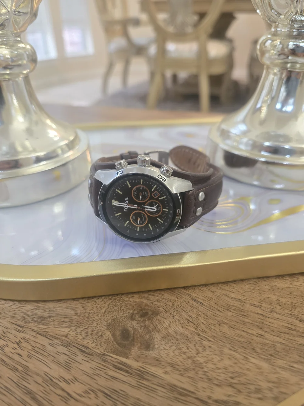 Fossil Men's Brown Leather Chronograph Watch